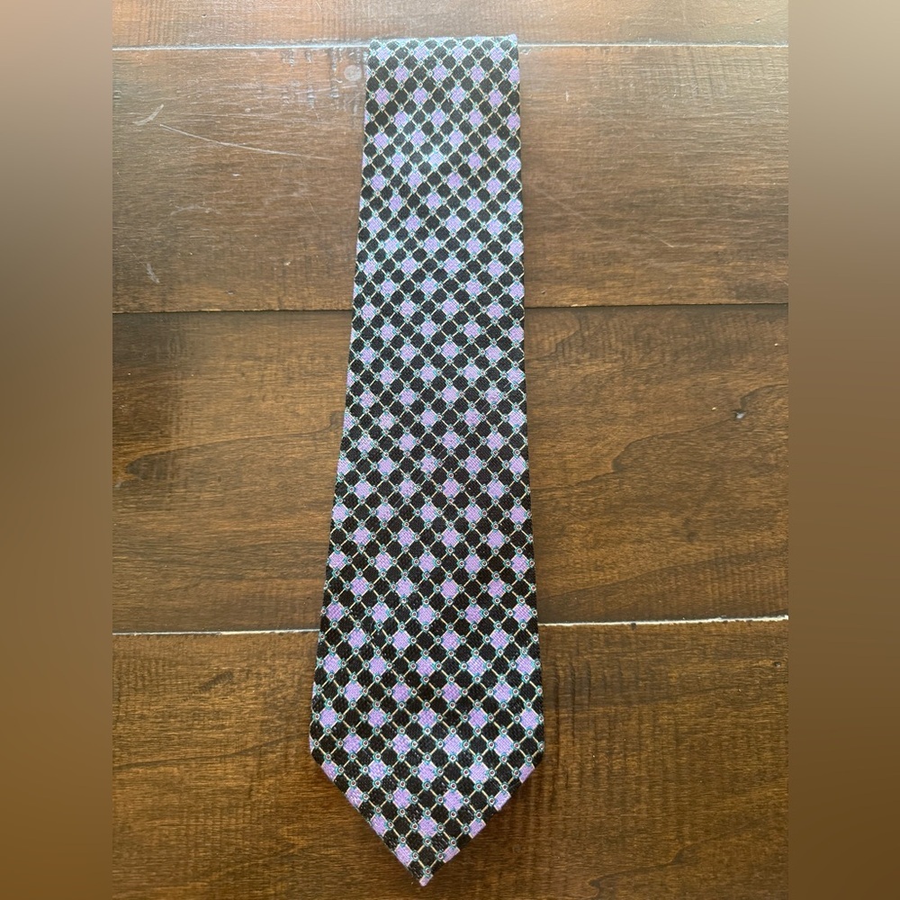 Vintage Format Black and Purple Patterned Tie